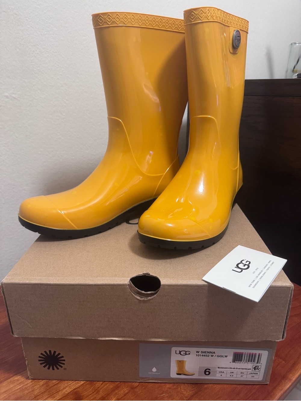 UGG Women's Yellow Gloss Rain Boots